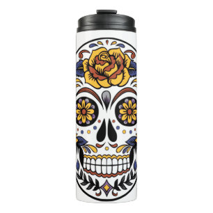 Yellow Rose Sugar Skull Thermosbeker