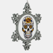 Yellow Rose Sugar Skull Tin Sneeuwvlok Ornament (Links)