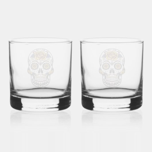 Yellow Rose Sugar Skull Whisky Glas (Achterkant)