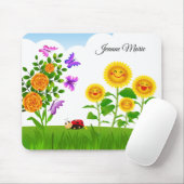 Yellow Rose Sunflower Red Ladybug Roze Butterfly Muismat (Met muis)