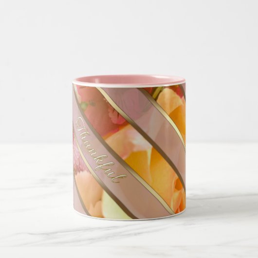 Yellow Rose Thankful Message Two-Tone Coffee Mug Tweekleurige Koffiemok (Center)