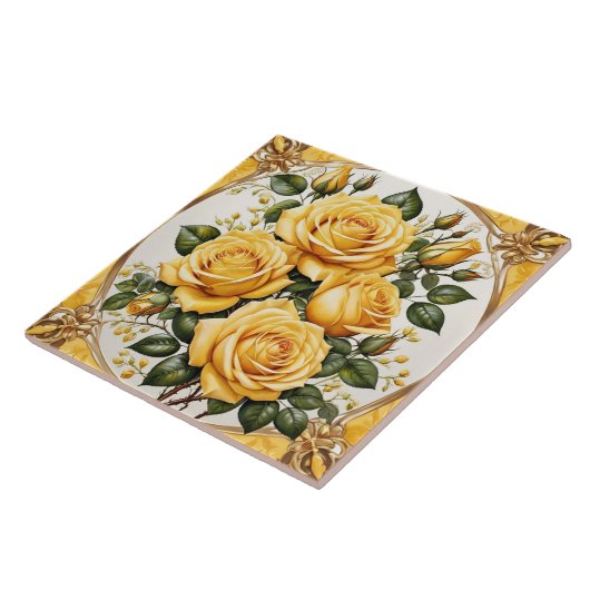 Yellow Rose Trendy Mooi Collectie Tegeltje (Zijkant)
