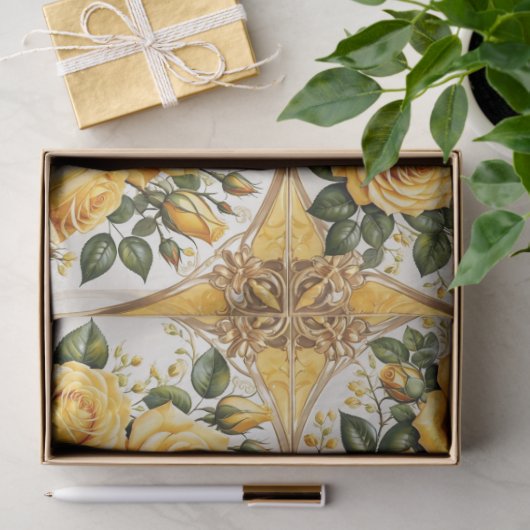 Yellow Rose Trendy Mooi Collectie Tissuepapier (Geschenk)