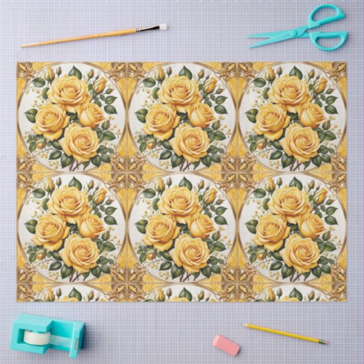 Yellow Rose Trendy Mooi Collectie Tissuepapier (Craft)