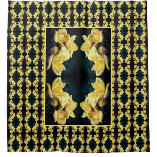 Yellow Rose Trio Abstract Patroon Douchegordijn (Voorkant)