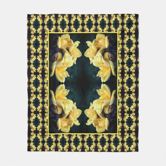 Yellow Rose Trio Abstract Patroon Fleece Deken (Voorkant)
