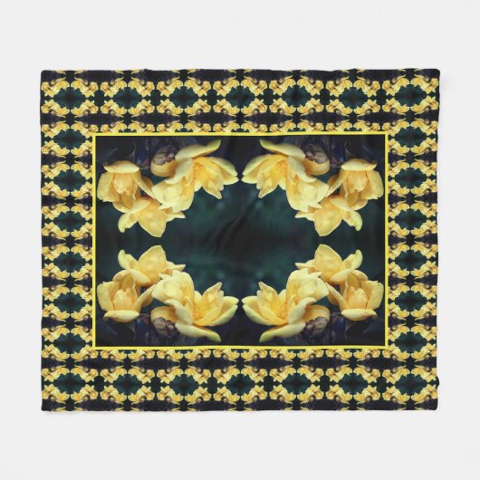 Yellow Rose Trio Abstract Patroon Fleece Deken (Voorkant (Horizontaal))