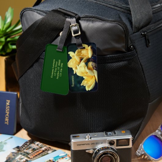 Yellow Rose Trio gepersonaliseerd Bagagelabel (Voorkant /achterkant)