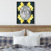 Yellow Rose Trio Lijst Creëer Uw eigen foto Canvas Afdruk (Insitu (Slaapkamer))