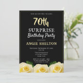 Yellow Rose Tropical 70th Surprise Birthday Party Kaart (Staand voorkant)