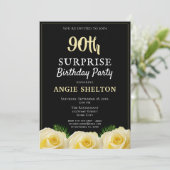 Yellow Rose Tropical 90th Surprise Birthday Party Kaart (Staand voorkant)