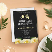 Yellow Rose Tropical 90th Surprise Birthday Party Kaart