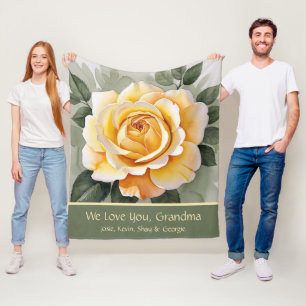Yellow Rose Waterverf Art Fleece Deken