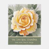 Yellow Rose Waterverf Art Fleece Deken (Voorkant)