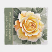 Yellow Rose Waterverf Art Fleece Deken (Voorkant (Horizontaal))