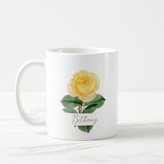 Yellow Rose | Waterverf naam Koffie Mok (Links)