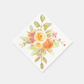 Yellow Rose Waterverf Tuin Boeket Servet (Hoek)