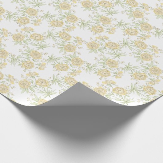 Yellow Rose Wedding Cadeaupapier (Hoek)