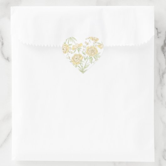 Yellow Rose Wedding Hart Sticker (Tas)