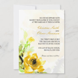 Yellow Rose Wedding Invitation Kaart