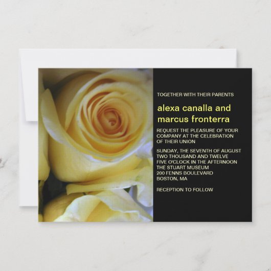 Yellow Rose Wedding Invitation Kaart (Voorkant)