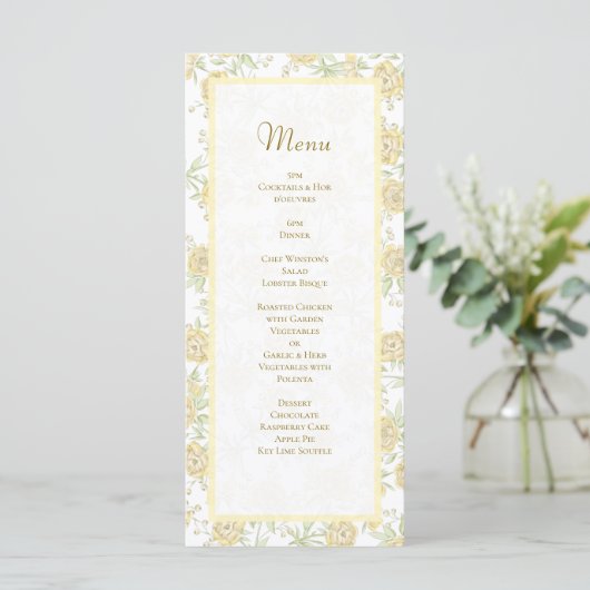 Yellow Rose Wedding Menus Menu (Staand voorkant)
