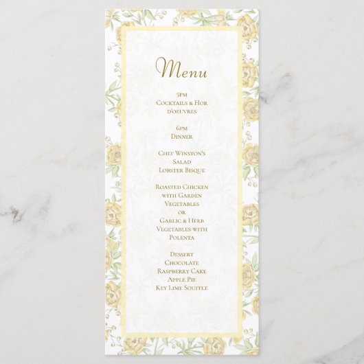 Yellow Rose Wedding Menus Menu (Voorkant)