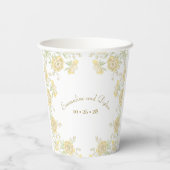 Yellow Rose Wedding Papieren Bekers (Achterkant)
