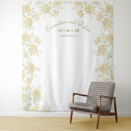 Yellow Rose Wedding Photo Backdrop Wandkleed