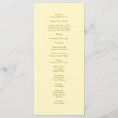 Yellow Rose Wedding Programs Menu (Achterkant)