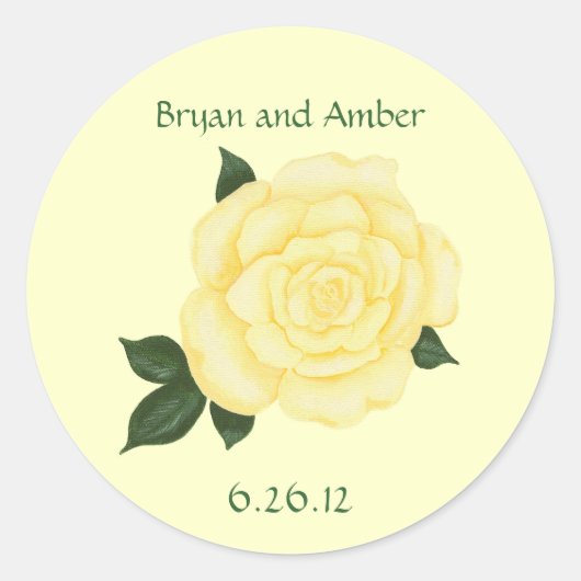Yellow Rose Wedding Save the date Stickers (Voorkant)