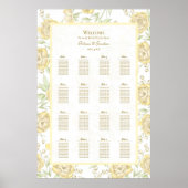 Yellow Rose Wedding Seating Chart Poster (Voorkant)