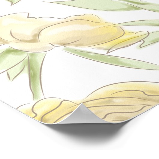 Yellow Rose Wedding Seating Chart Poster (Hoek)