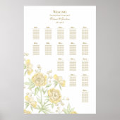 Yellow Rose Wedding Seating Chart Poster (Voorkant)