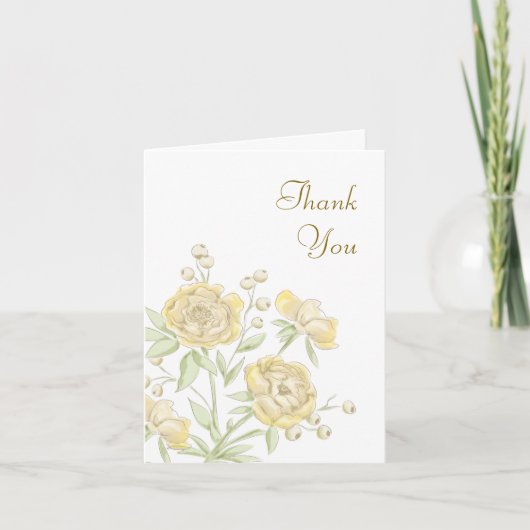 Yellow Rose Wedding Thank You Cards (Voorkant)