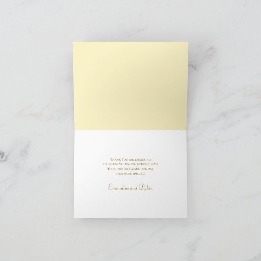 Yellow Rose Wedding Thank You Note Card (Binnen)