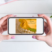 Yellow Rose White Pearls Engagement Party Kaart