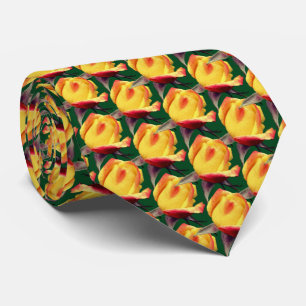 Yellow Rosebud Flower Natuur Pattern Stropdas