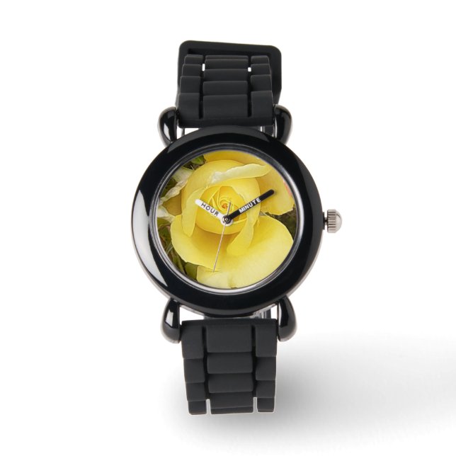 Yellow Rosebud Horloge (Voorkant)