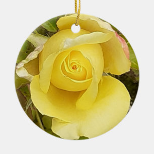 Yellow Rosebud Keramisch Ornament