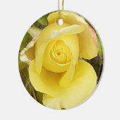 Yellow Rosebud Keramisch Ornament (Links)