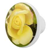 Yellow Rosebud Keramische Knop (Rechts)
