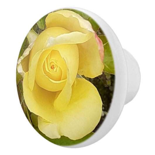 Yellow Rosebud Keramische Knop (Rechts)
