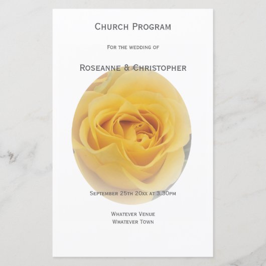 Yellow Rosebud Wedding Programma (Voorkant)