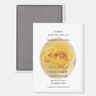 Yellow Rosebud Wedding Save the Date Magneet