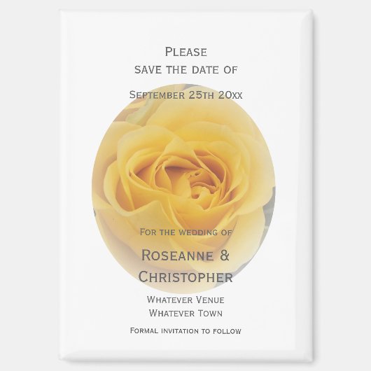 Yellow Rosebud Wedding Save the Date Magneet (Voorkant)