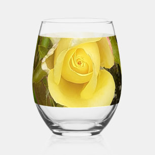 Yellow Rosebud Wijnglas Zonder Voet