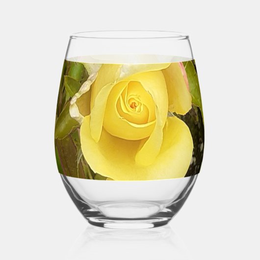 Yellow Rosebud Wijnglas Zonder Voet (Voorkant)