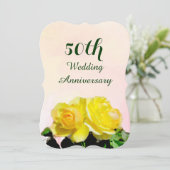 Yellow Roses 50th Wedding Jubileum Invitation Kaart (Staand voorkant)
