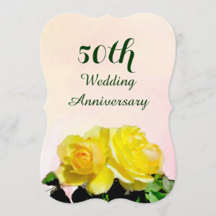 Yellow Roses 50th Wedding Jubileum Invitation Kaart